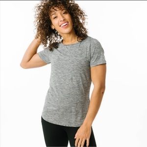 Zyia Active M Crew Neck Short Sleeve Tee Shirt Top Heather Gray
